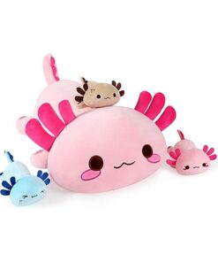 Axolotl Kuscheltier Familie Mama & 3 Babys Rosa 50 cm