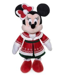 Disney Store Minnie Maus Offizielles mittelgroßes Weihnachtskuscheltier, 42 cm, Kuscheltier mit Jacke, Flauschiger Bommel, Stickereien und weicher Oberfläche, geeigne