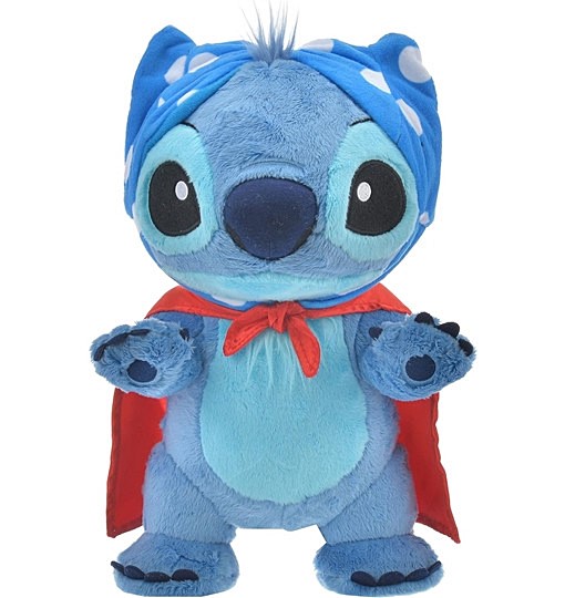 Disney Store Offizielle mittelgroßes Kuscheltier für Kinderl, Lilo & Stitch, 30 cm, Kuschel-Außerirdischer im Pyjama mit Superheldenumhang