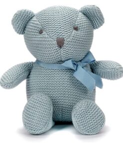 FLUFFYFUN Teddybär Blau sitzend mit Bio-Baumwolle für Neugeborenes 16 cm
