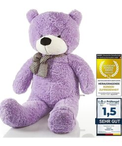 Feluna Riesen Teddybär XXL Kuschelbär mit Schleife Lila 120 cm