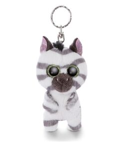 NICI 46943 Original – Glubschis Schlüsselanhänger Mankalita 9cm – Zebra Kuscheltieranhänger mit Schlüsselring für Schlüsselband, Schlüsselbund & Schlüsselhalter, weiß,grau