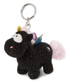 NICI 47370 Rainbow Yin 10cm – Einhorn Kuscheltieranhänger mit Schlüsselring für Schlüsselbund, Schlüsselhalter & Schlüsselkette – Taschenanhänger Theodor&Friends, schwarz bunt, 10 cm Sc