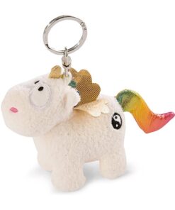 NICI 47371 Rainbow Yang 10cm – Einhorn Kuscheltieranhänger mit Schlüsselring für Schlüsselbund, Schlüsselhalter & Schlüsselkette – Taschenanhänger Theodor Friends, weiß bunt, 10 cm Schl