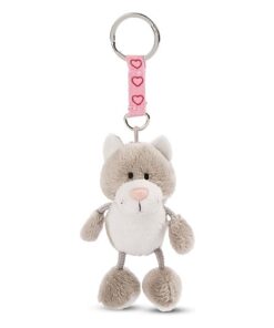 NICI Katze 7cm Talisminis – Katze Kuscheltieranhänger mit Schlüsselring für Schlüsselband, Schlüsselbund, Schlüsselhalter & Schlüsselkette – Taschenanhänger mit Botschaft