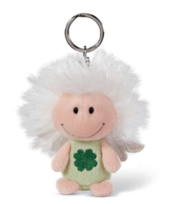 NICI Schlüsselanhänger Schutzengel mit Kleeblatt und Glitzerflügeln 7 cm – Glücksbringer Engel I Schlüsselanhänger für Schlüsselband, Schlüsselbund & Schlüsselkette – 46123