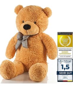 Original Feluna Riesen Teddybär XXL Kuschelbär mit Schleife Hellbraun 120 cm