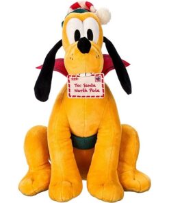 Pluto als Weihnachtshelfer mit gestreifter Mütze und Pom-Pom Offizieller Disney Store 32 cm