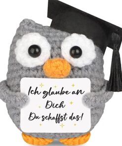 Positive Potato Gestrickte Eule Abschluss Prüfung Glücksbringer 9 cm Deutsch