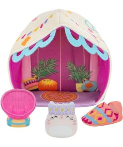 Squishville SQM0210 - Camping Set, superweiches Zelt mit 5cm Mini-Squishmallows Plüschfigur und Zubehör