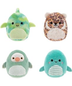 Squishville SQM0469-4er Pack Prähistorisches Squad, superweiche Mini-Squishmallows, 5cm Plüschfiguren