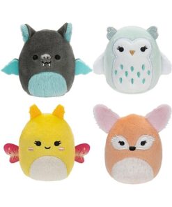 Squishville SQM0504-4er Pack Nachtaktiv Squad, superweiche Mini-Squishmallows, 5cm Plüschfiguren