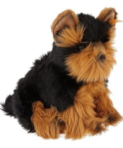 Steiff 076923 - Original Plüschtier Hund Herkules Yorkshire Terrier, Kuscheltier ca. 24 cm, Markenplüsch Knopf im Ohr“, Schmusefreund für Babys von Geburt an, braun schwarz