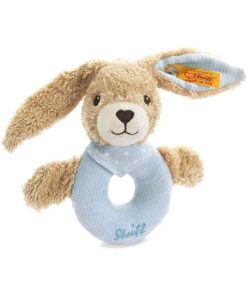 Steiff Hoppel Hase Greifring mit Rassel blau 12 cm 237522