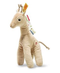 Steiff 242083 Tulu Giraffe, Plüschgiraffe mit Quietsche 20 cm, Wild Sweeties, waschbar, beige