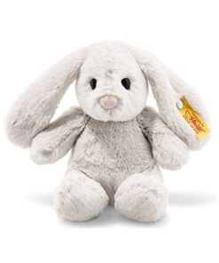 Steiff Hoppie Hase 18 cm hellgrau, Plüschtier Hase mit Schlappohren, Soft Cuddly Friends 80463