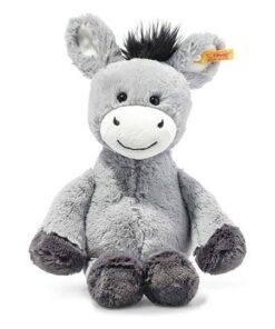 Steiff Kuscheltier Esel Dinkie, Soft Cuddly Friends, Plüschtier 30 cm, Hellgrau, 073748