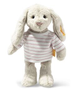 Steiff Kuscheltier Hase Hoppie, lange Ohren, 26 cm klein, Soft Cuddly Friends Hase mit T-Shirt, 080975