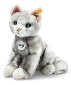 Steiff Kuscheltier Katze Filou, 21 cm, Hellgrau, 122316