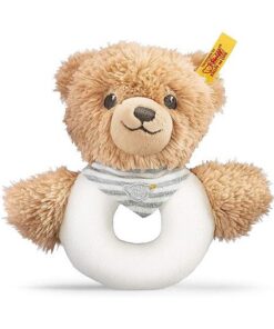 Steiff Schlaf-gut-Bär Greifring mit Rassel - 12 cm - grau 239939
