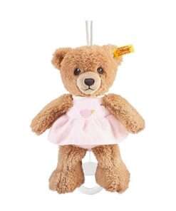 Steiff Schlaf-gut Bär Spieluhr - 20 cm - Teddybär mit Kleid - Kuscheltier für Babys - weich & waschbar - beige rosa 239540