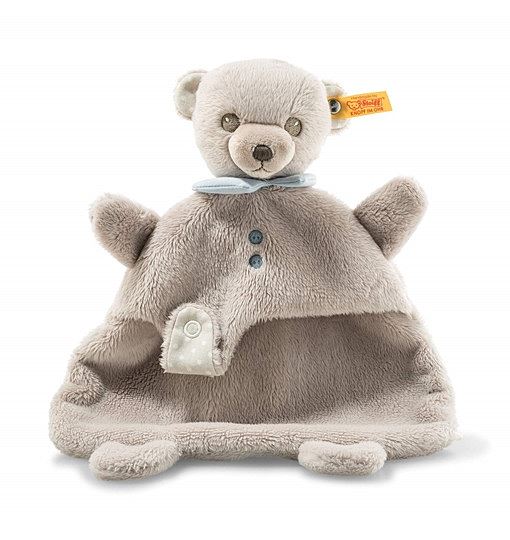 Steiff Schmusetuch Hello Baby Teddybär Levi, 28 cm, Hellgrau, 241451