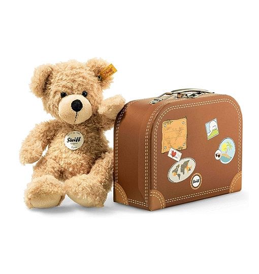 Steiff Teddybär Fynn im Koffer - 28 cm - Teddy Kuscheltier für Kinder - beweglich & waschbar - beige 111471