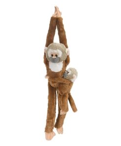 Wild Republic 14480 Republic 15264 - Plüschtier - Hanging Monkey - Totenkopfäffchen, Mama mit Baby, 51 cm